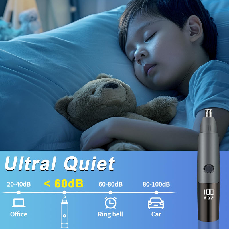 [Australia] - Nose Hair Trimmer for Men and Women, 2024, Painless USB Rechargeable Eyebrow, Facial and Nose Hair Trimmer with LED Display for Easy Cleaning 