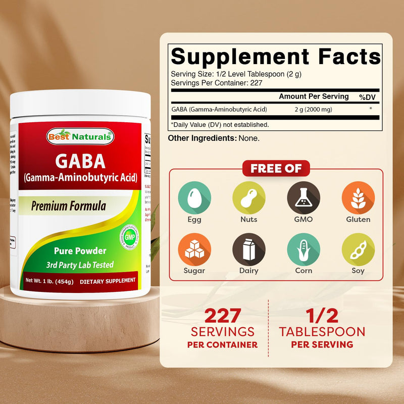 Best Naturals GABA (Gamma Aminobutyric Acid) Pure Powder 1 Pound