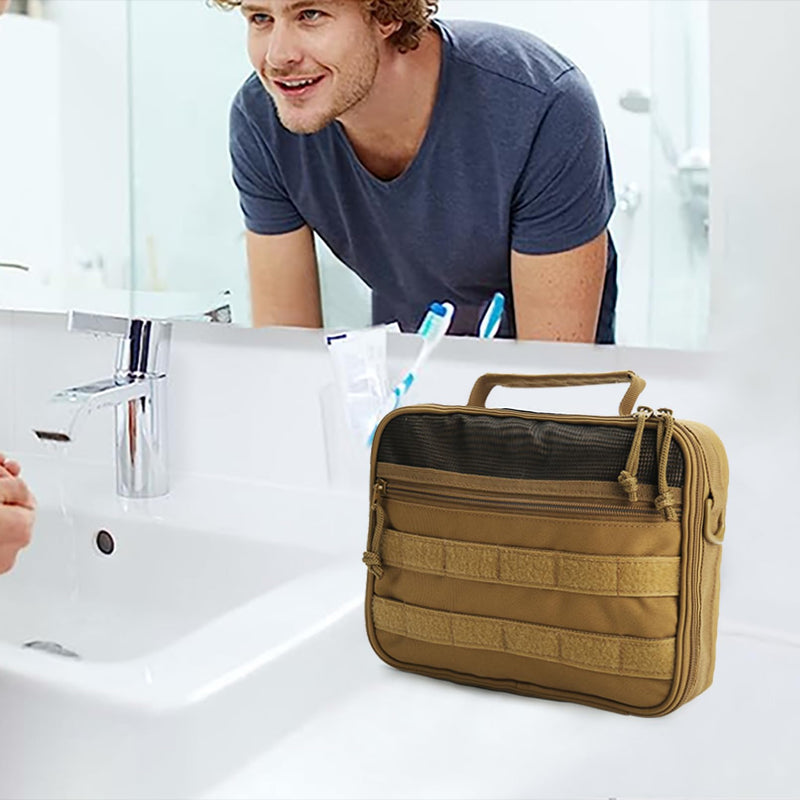 SMONT Tactical Toiletry Bag Brown Khaki