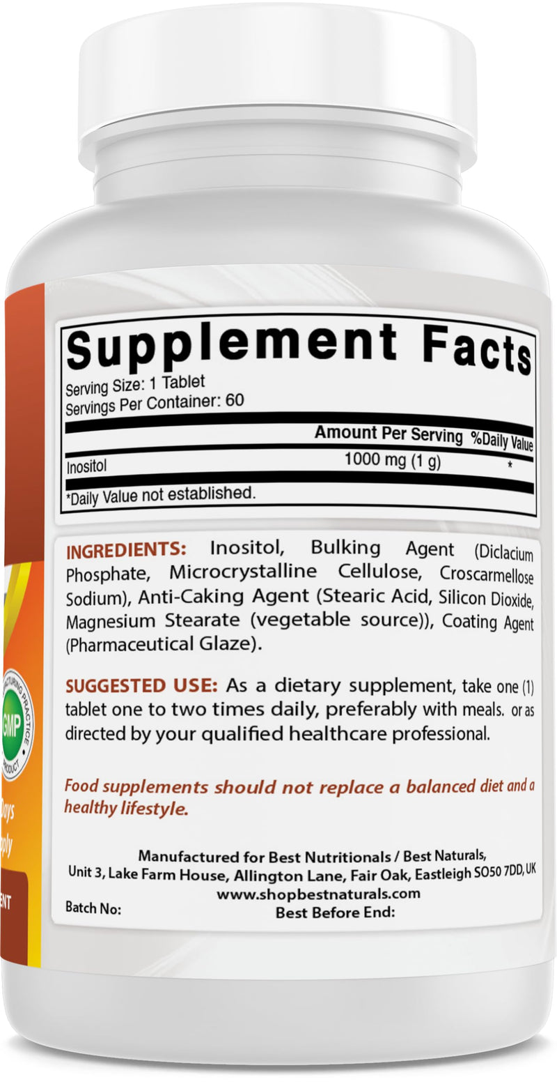 Best Naturals Inositol 1000 mg 60 Tablets