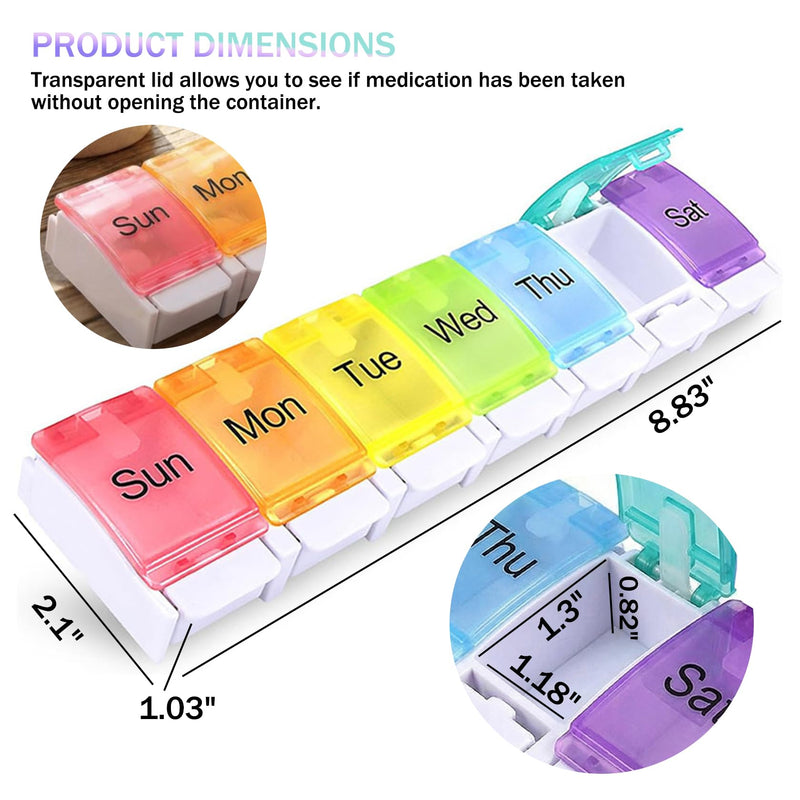 Weekly Pill Organizer,7 Day Pill Box with Push Buttons–Medicine Pill Case for Travel,Daily Vitamin Container,Medication&Supplement Holder,Cute Pill Organizer