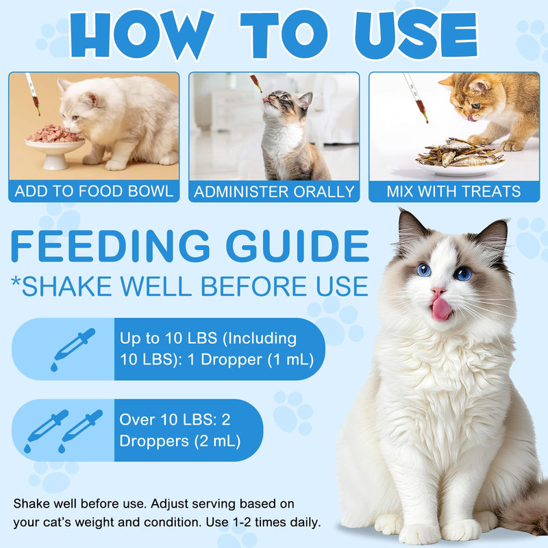 Lysine Supplement for Cats & Kittens – Daily L-Lysine Support for Immune & Overall Wellbeing – Easy-Mix Liquid Formula – Tasty & Gentle Nutritional Support – 60ml