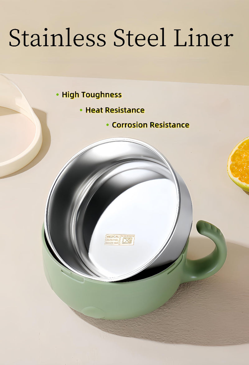 [Australia] - 2 Pieces Spill Proof Scoop Bowl with Suction Base,Plastic Bowl with Suction Bottom and Stainless Steel Liner,Adaptive Bowls for Disabled Adults,Handicapped, Parkinsons,Stroke,Elderly (Green) White-green 