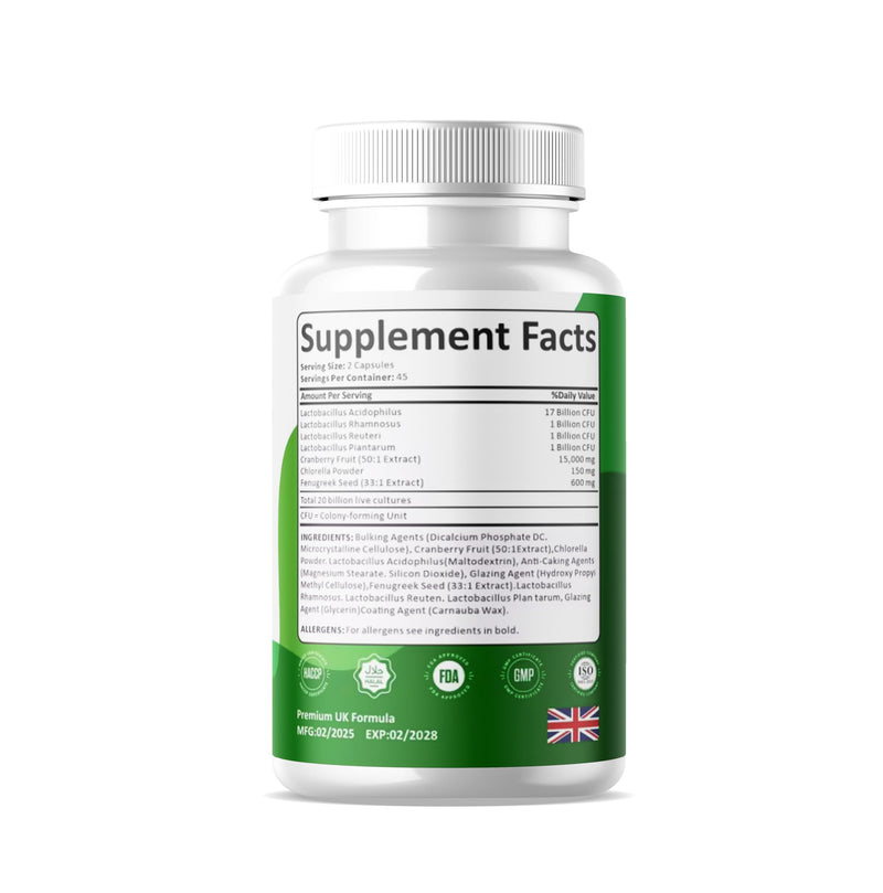 Inner Bloom Probiotics for Women | 50 Billion CFU + 15,000mg Cranberry, Fenugreek & Chlorella | Supports Intimate & Gut Health | Bio Cultures | 90 Count