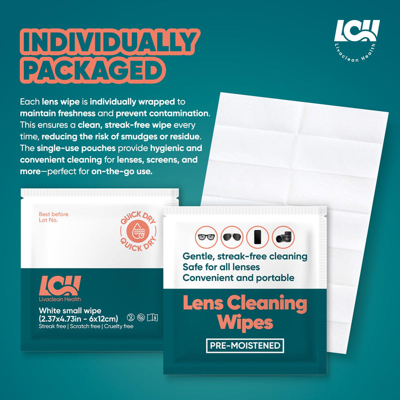 [Australia] - 250 CT Lens Wipes for Eyeglasses - Pre-Moistened, Individually Wrapped Eye Glasses Cleaner Wipes - Streak-Free & Scratch-Free Glasses Wipes for Sunglasses, Camera Lenses & Phone Screen Wipes 