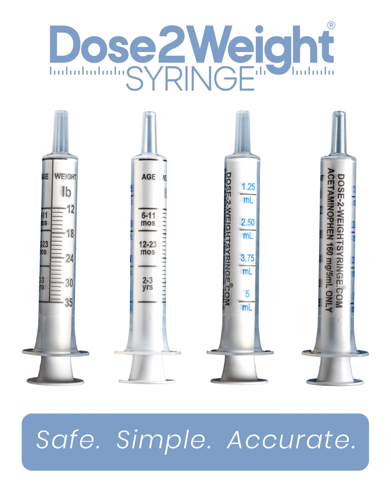 [Australia] - DOSE-2-WEIGHT Oral Syringe, Precision Dosing Dispenser for Infants Acetaminophen (160mg/mL), for Children Under 3 Yrs Old, Patented, Made in America 