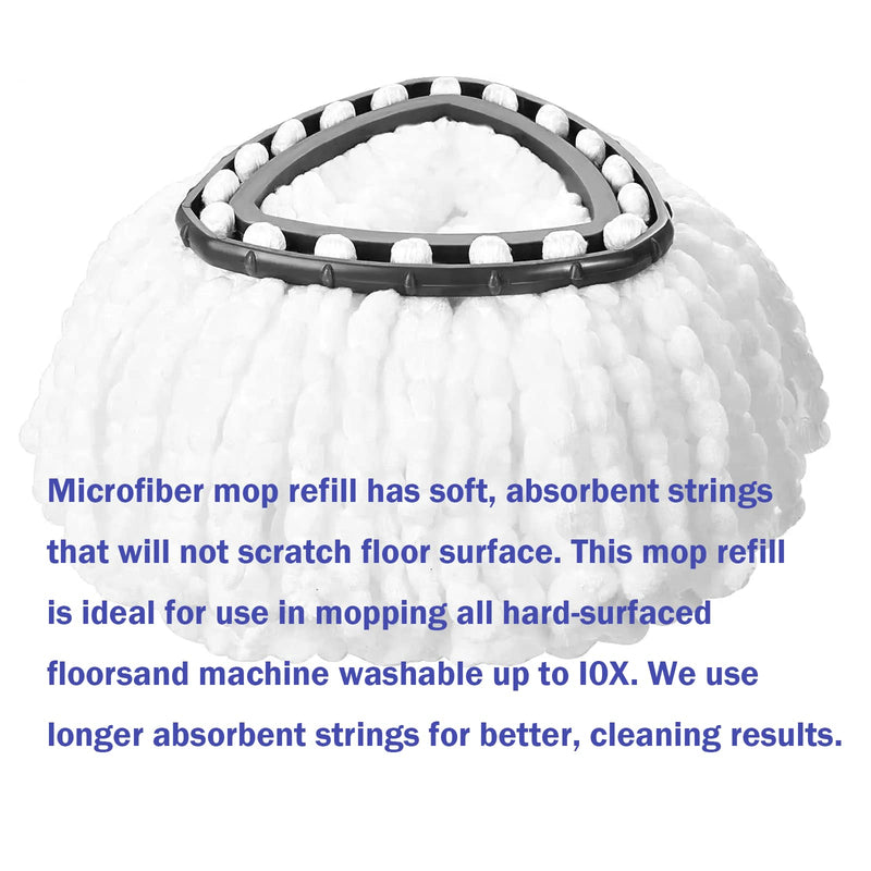 [Australia] - Spin Mop Replacement Head 4 Pack Mop Refill Compatible with Ocedar Triangle Swivel Mops Microfiber Swivel Mop Refill,Deep Clean,Machine Washable and Easy to Replace White 4 Count (Pack of 1) 