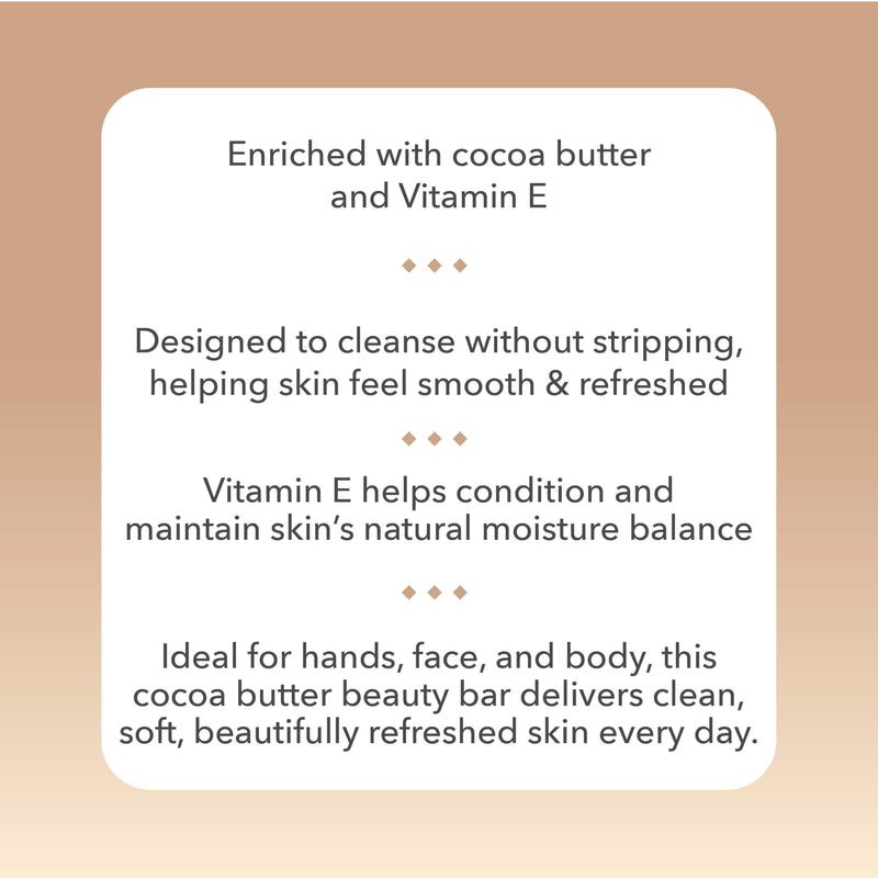 Awaken Cocoa Butter Bar Soap with Vitamin E, Moisturizing Body and Face Cleanser, Gentle Daily Bath Soap with Rich Creamy Lather, Nourishing Skincare Bars 2.13 Ounce (Pack of 2)