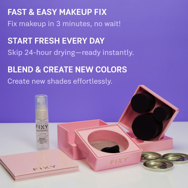 [Australia] - FIXY Makeup Repair Kit - Repressing tool for Eyeshadows, Blush & Highlighter or Depot | Organize Makeup Round Pans in Makeup Palette with Mirror | Makeup Artist Must Haves Makeup Repair Kit for Round Pans 