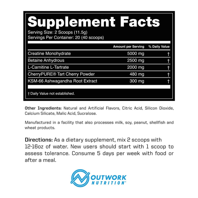 [Australia] - Outwork Nutrition Recovery Supplement, Post Workout Recovery Powder & Muscle Builder for Men and Women, Recharge Muscles After Gym, Backed by Science, Orange Sherbet, 230 Gr 