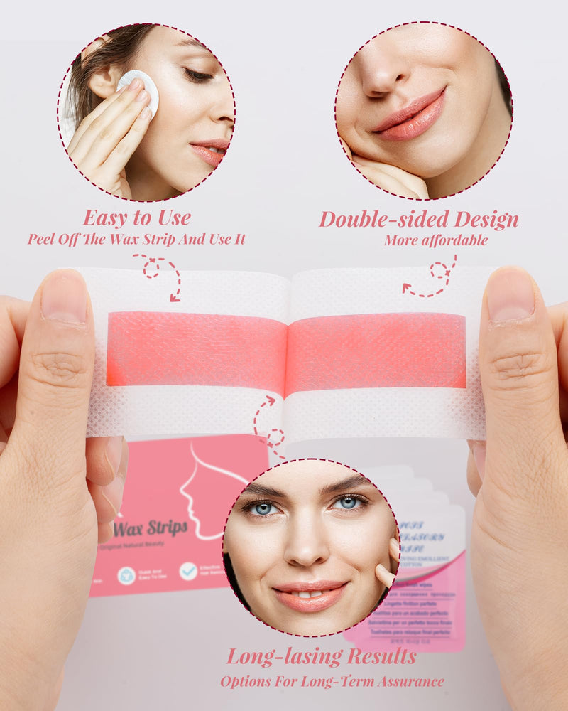 [Australia] - 36PCS Facial Wax Strips for Hair Removal, Facial Hair Removal for Women, Waxing Kit for Women's Face, Bikini, Chest, Body, Arms, Legs, Back, & Brazilian | 36ct Waxing Strips & 4 calming Oil Wipes Rose 36 Count (Pack of 1) 