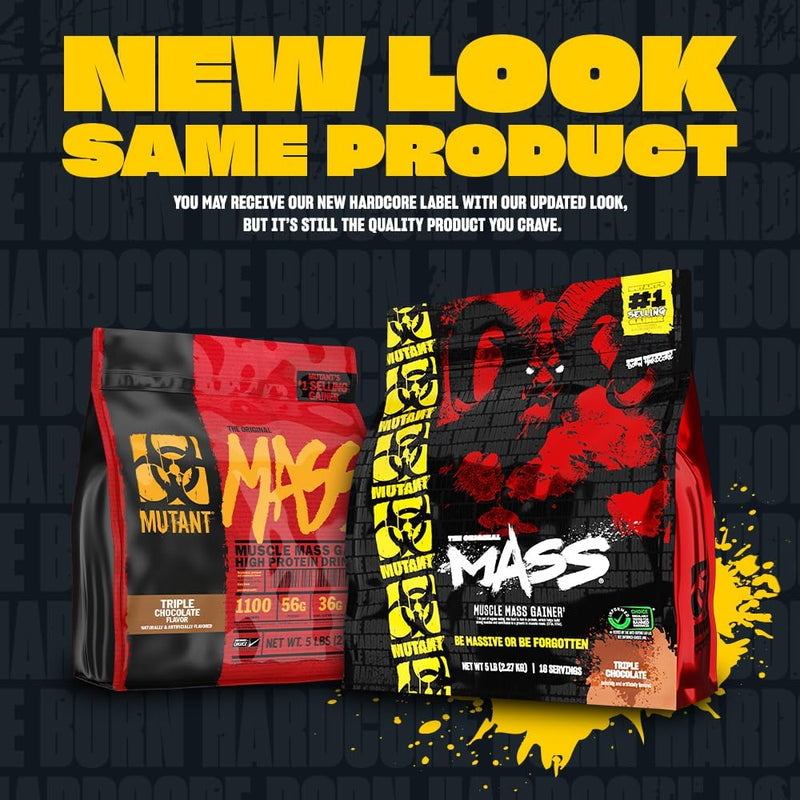 MUTANT Mass | Muscle Mass Gainer | 1100 Calories, 56g Protein, Whole Food Carbs, BCAAs, and Glutamine | Ultimate Hardcore Weight Gainer Shake | (2270g) | (Strawberry Banana)