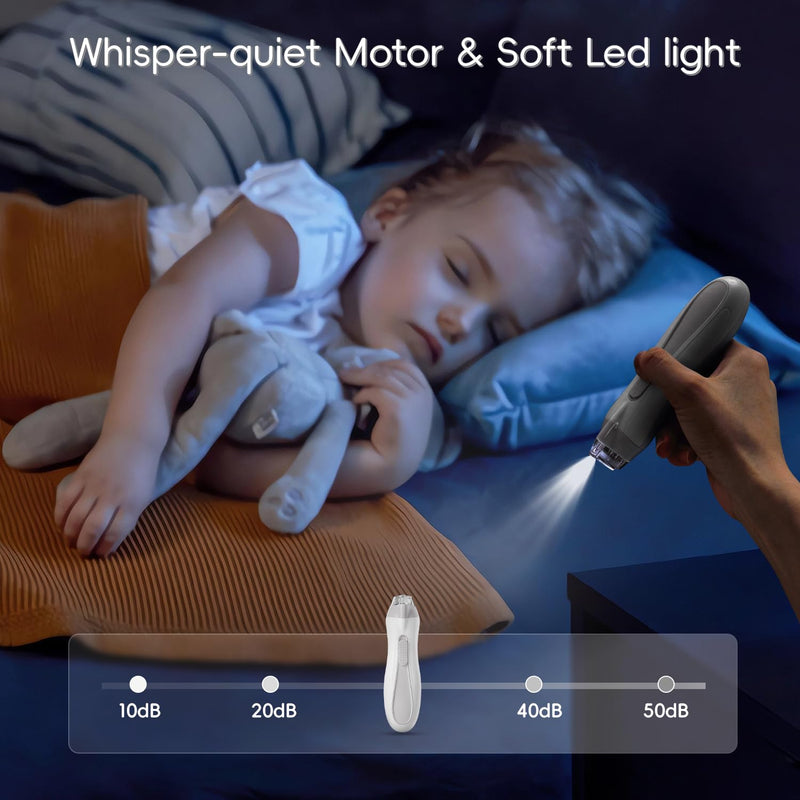 [Australia] - Baby Nail Trimmer Electric, 15 in 1 Baby Nail Clippers for Gentle Nail Care, Rechargeable Baby Nail File Electric with Light &15 Grinding Pads for Infant Toddler, Grey 