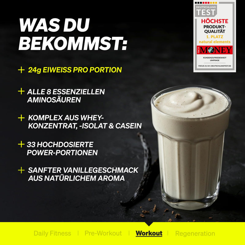 [Australia] - Whey protein powder - vanilla - 1kg - 24g protein per serving - not too sweet, only natural flavors - high dosage - produced in Germany & laboratory tested 