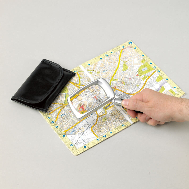 PERFORMANCE HEALTH Folding LED Rectangular Magnifier, Long-Lasting LED Illumination, 3x Magnification, Reading Aid, Handle Folds Flat for Storage & Transport, Visual Impairment Aid, Handheld Magnifying Glass