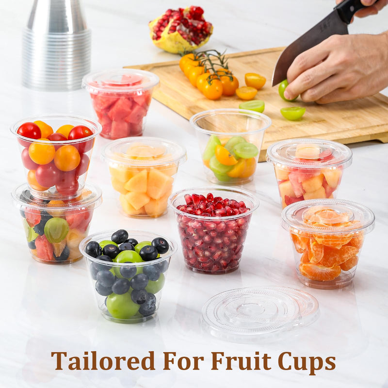 [Australia] - AOZITA [50 Sets, 9 oz Clear Plastic Cups With Flat Lids No Hole, Disposable Cups With Lids for Ice Cream, Pudding, Cake, Snacks Smoothie, Milkshake, Cold Drinks 50 Sets 