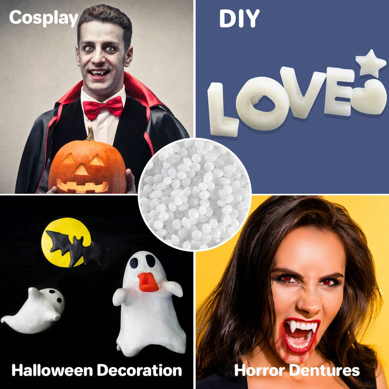 [Australia] - Sukh 10.9oz Repair Thermoplastic Beads Moldable Plastic Pellets Polymorph Plastic Meltable Plastic Reusable Thermal Beads for Missing Tooth,DIY,Cosplay,Halloween Vampire Teeth Fangs 