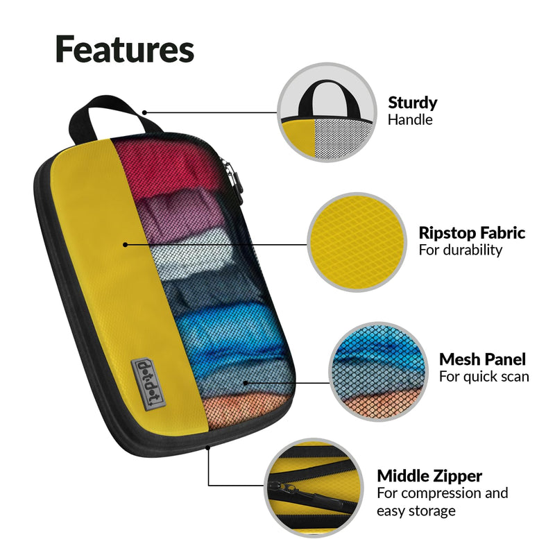 Large Packing Cubes for Travel - 5pc Packing Cubes for Suitcases - Lightweight Luggage Organizer Bags (Compression) Multicolor Compression Large