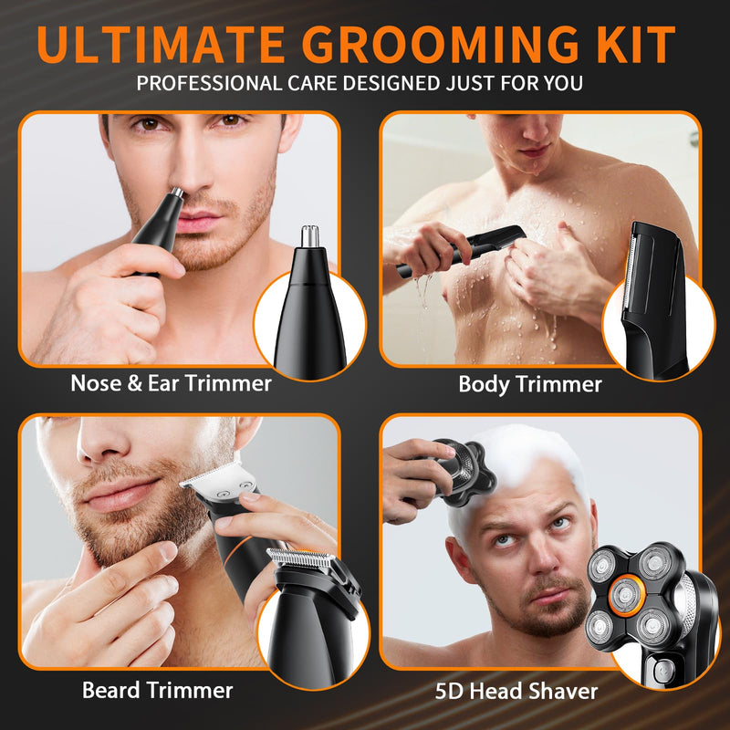 [Australia] - Head Shavers Bald Men& Manscape Body Hair Trimmer Kit,Waterproof Head Shaver for Bald Men with Body Hair Trimmer for Groin/Pubic/Balls, USB-C Rechargeable with LED Display 