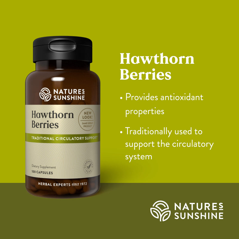 [Australia] - Nature's Sunshine Hawthorn Berries, 100 Capsules | Helps Enhance Heart Muscle Function and Provides Circulatory System Support 