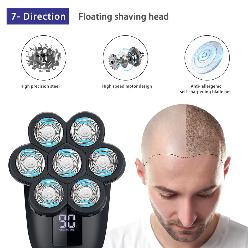 [Australia] - Electric Head Shaver for Bald Men - LED, Travel Lock, Nose Hair & Sideburns Trimmer 