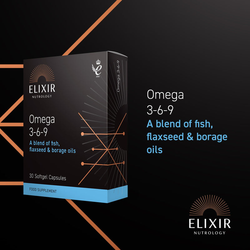 Omega 3-6-9 Softgels | Supports Normal Heart Function & Cardiovascular Health | Essential Fatty Acids from Fish, Flaxseed & Borage Oil | Vitamin E for Antioxidant Support | 30 Capsules | UK Made