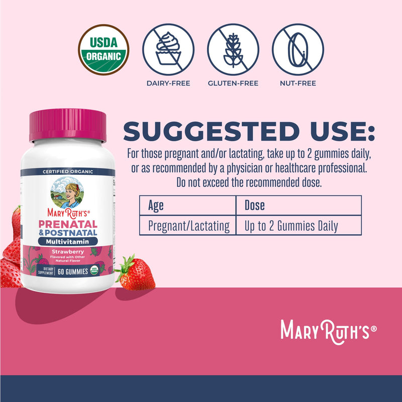 MARYRUTH'S Organic Prenatal Vitamins for Women Gummies, 30 Servings | 30 servings