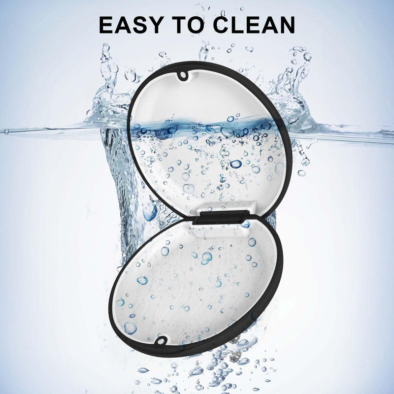 [Australia] - Disnace denture container, box for dental splints & grinding splint box, storage box for dentures, denture box, dentures box, braces box, portable & easy to clean (black) black 