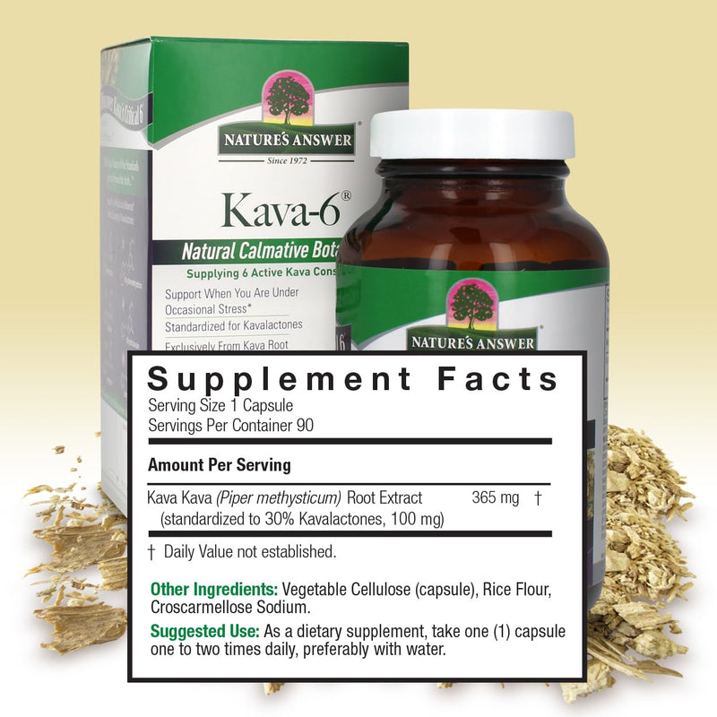 [Australia] - Nature's Answer Kava Root Powder 90 Capsules - Kava Powder for Mood & Stress Relief, Calming Support - Gluten Free, Vegan, Made in USA for Everyone 