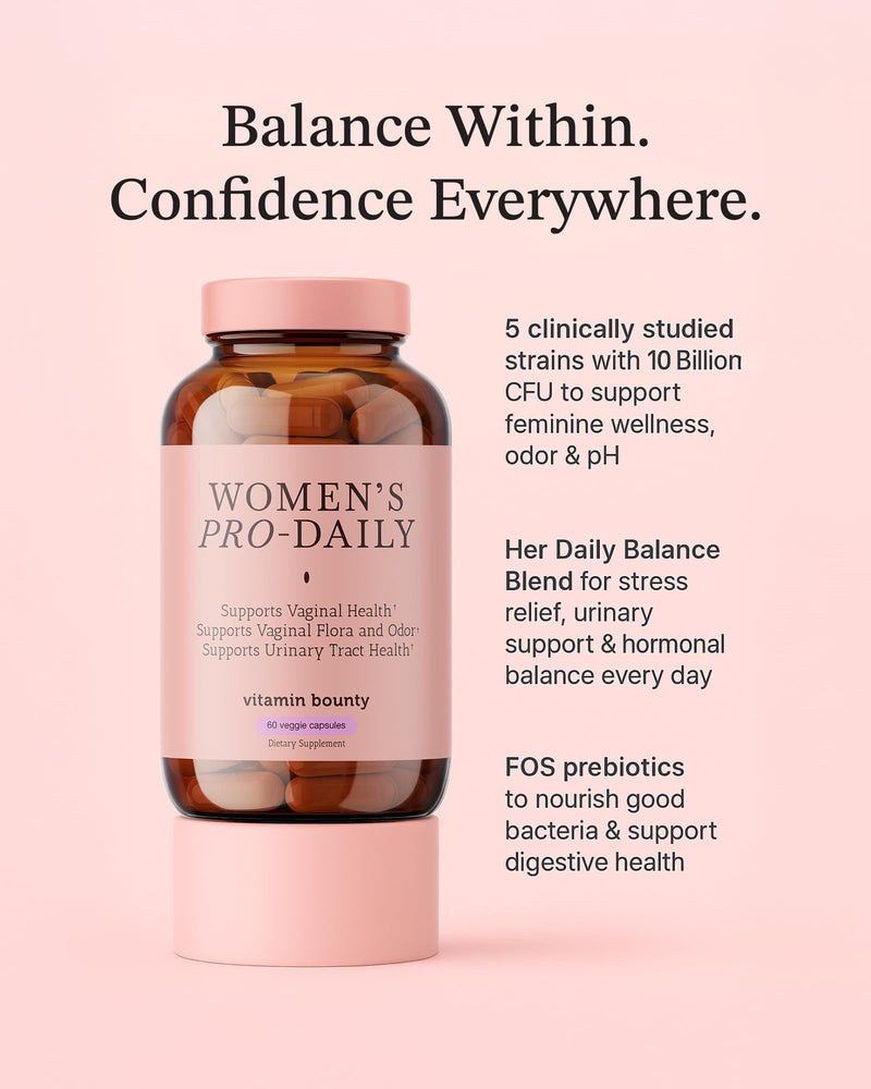 [Australia] - Vitamin Bounty Women's Pro-Daily Vaginal Probiotics - 10 Billion CFU, 5 Strains with Cranberry for Female Vaginal Health - Probiotics for Women pH Balance - Digestive & Urinary Support - 60 Capsules 60 Count (Pack of 1) 