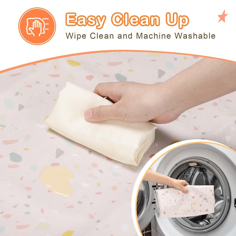 [Australia] - Splat Mat for Under High Chair | 51x51 Inch Anti-Slip Baby Splash Mat | Waterproof & Washable Spill Mat for Highchair Floor and Infant Play (Terrazzo Treasure) Terrazzo Treasure 