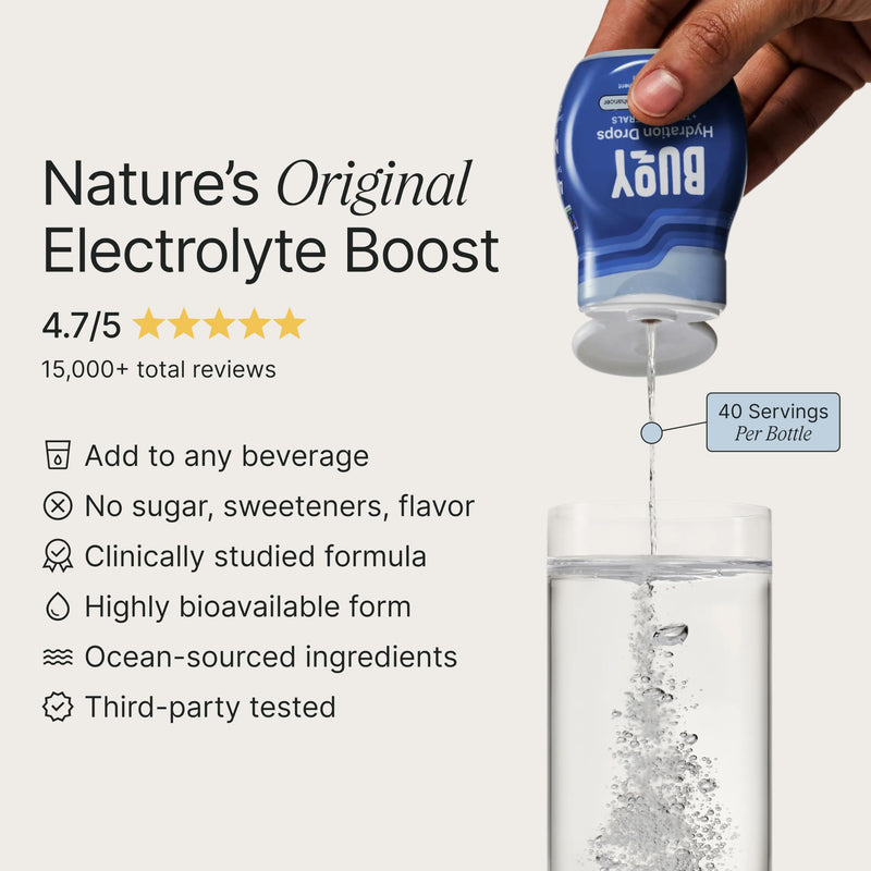 Buoy Electrolyte Drops | 120 Servings | No Sugar, No Sweeteners | 87+ Trace Minerals, Vitamins & Antioxidants | Subtle Mineral Taste | Hydration Supplement - Unflavored 3 Pack