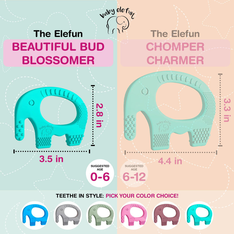 [Australia] - Teething Toys for Babies Age 0 to 12 Months - Baby Elefun 5X Pain Relief Smart Teether - Zero Developmental Delay Silicone Baby Teething Toy Ring - Cute Infant Shower Gift Chew Toy for Babies 0-6 Мonths 0-6 Turquoise 