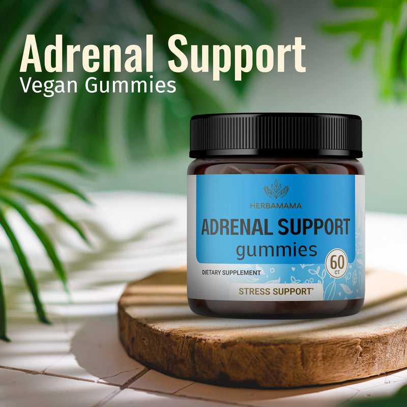[Australia] - HERBAMAMA Adrenal Support Gummies for Energy & Relaxation w/Ashwagandha, Rhodiola Rosea, Holy Basil & Astragalus Root - 60 Vegan, Non-GMO Chews 