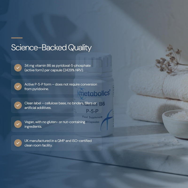 Vitamin B6 P5P- 60 Capsules | B6 Capsules | 34mg B6 Per Capsule