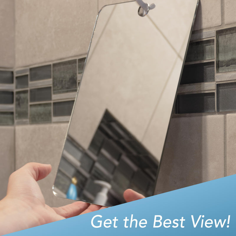 [Australia] - Shave Well XL Anti-Fog Shaving Mirror | X-Large Fogless Hanging Bathroom Shower Mirror with Handheld Option for Men and Women | Includes Long-Lasting Removable Adhesive Hook for Wall 11.6"L x 7.1"W 