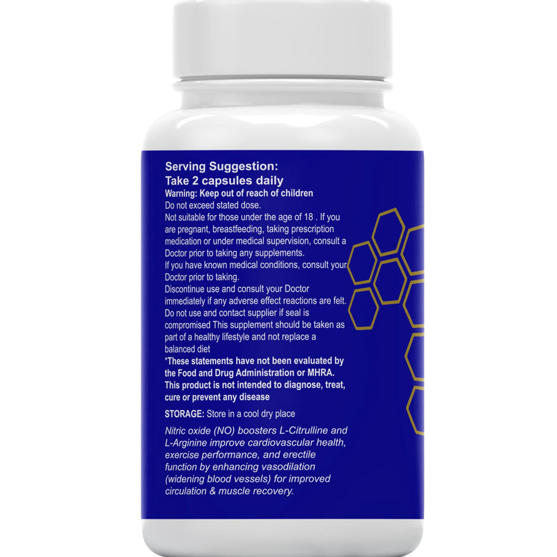 Nitric Oxide Supplement | L-Arginine, L-Citrulline & Beetroot Complex | 180 Capsules | 3 Month Supply, 2-A-Day | Liposomal Max Absorption | Energy, Circulation & Muscle Recovery Support | UK Company