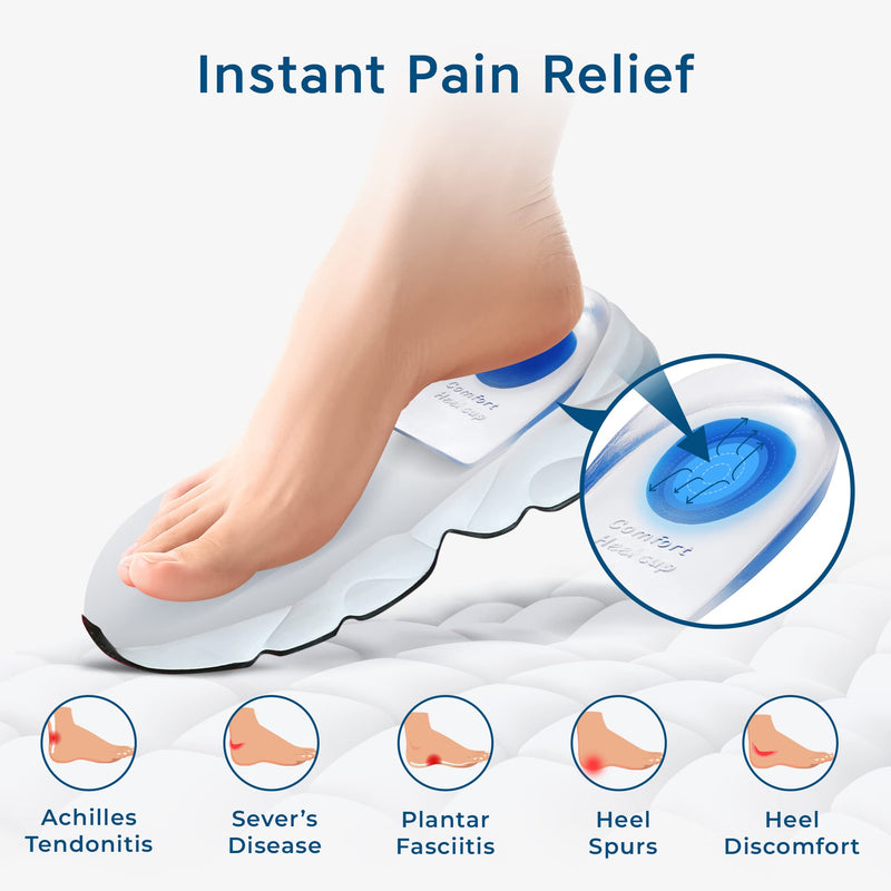 [Australia] - Heel Cushions for Heel Pain Relief (4 Pack) - Gel Heel Cushion Inserts, Gel Heel Cups Heel Pain Relief, Heel Pads Shoes, Heel Support Heel Inserts Men Women Plantar Fasciitis Heel Cup Heel Spur Men 7-13 US 