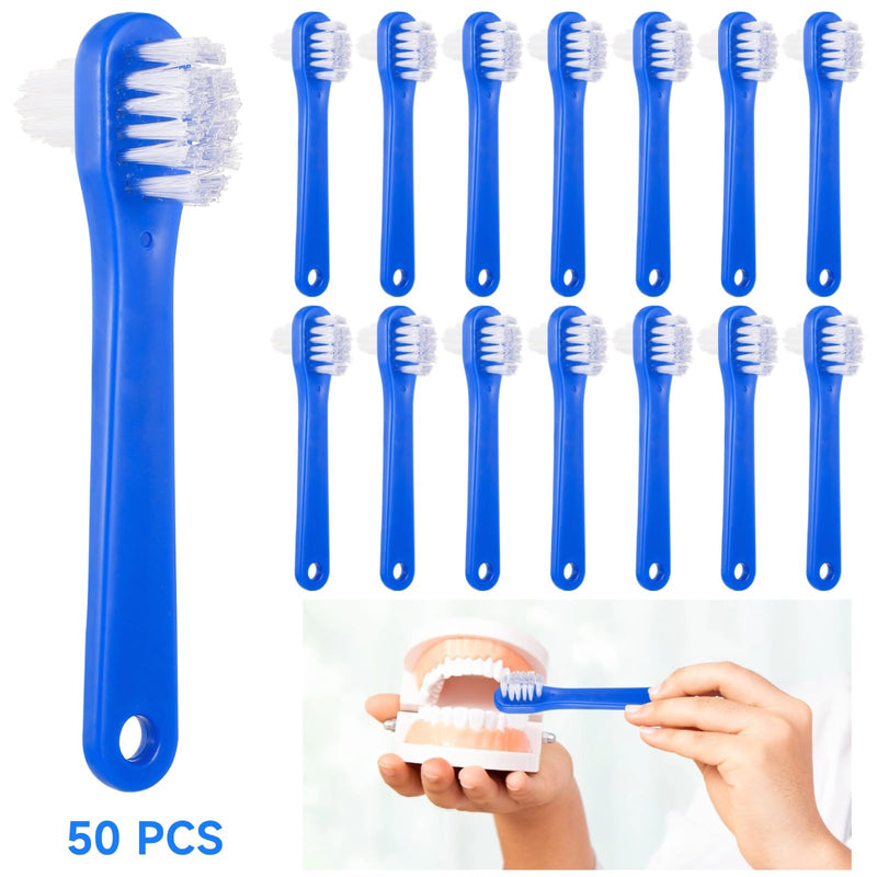 [Australia] - OMISTAR 50 PCS Denture Brushes Dual-Sided Bristle Individually Firm Hard Bristle Toothbrush Denture Cleaner Brush for Retainers False Teeth Braces 