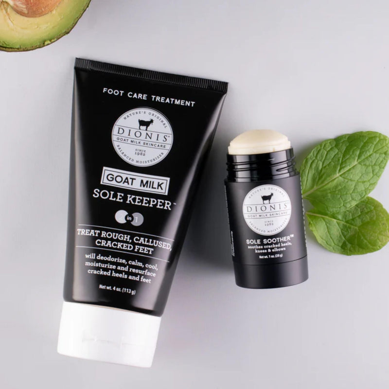 [Australia] - Dionis Goat Milk Skincare Sole Keeper & Soother - Deodorize, Calm, Cool, Moisturize & Resurface Feet-Treats Repairs & Soothes Rough Dry Callused Cracked Skin, Cruelty-Free Cream, 4 oz & .78 oz Set Sole Keeper & Soother Gift Set 