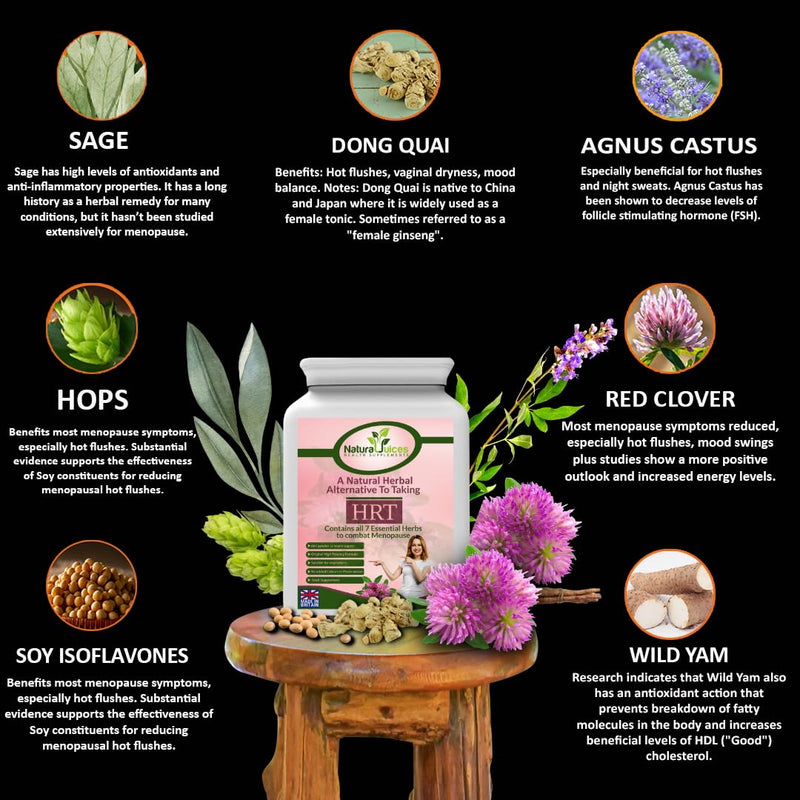Herbal HRT for Women 60 Vegan Capsules Hot Flushes Dryness Night Sweats Mood Changes Joint Pain Brain Fog (1) 1