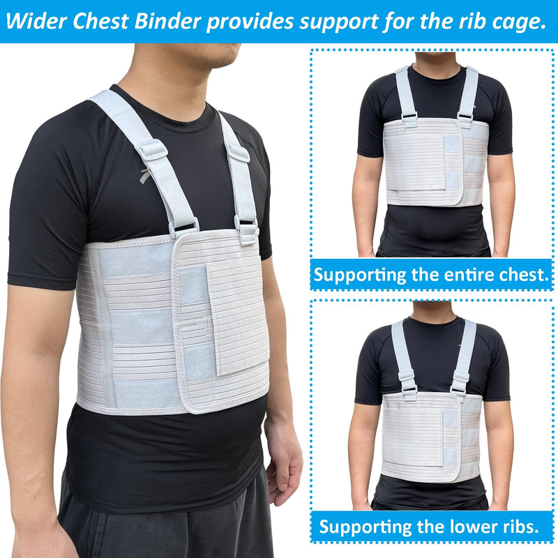[Australia] - Rib Injury Chest Binder Brace for Cracked Ribs - Elastic Rib Support Belt for Men and Women - Rib Cage Support Belts Chest Compression Wrap for Bruised, Fractured or Dislocated Ribs Protection, Compression Wrap and Chest Support (Medium ( Fits 33” - 43... 