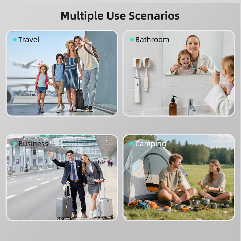 [Australia] - Travel Toothbrush Head Cover 2PCS, Electric Toothbrush Covers Caps, Ventilated Toothbrush Protectors Caps for Travel, Camping, Bathroom, Business, Grey 