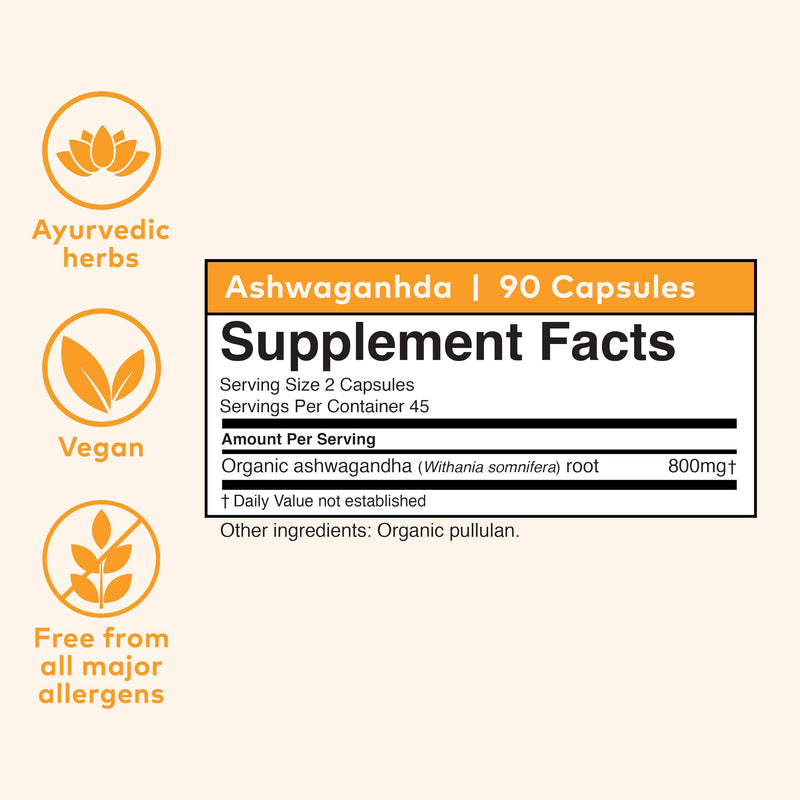 [Australia] - ORGANIC INDIA Ashwagandha Capsules - Organic Ashwagandha Supplement - Vegan Ashwagandha Root, Gluten-Free, Kosher, Non-GMO, Supports Stress Relief, Energy, and Sleep - 90 Capsules 90 Count (Pack of 1) 