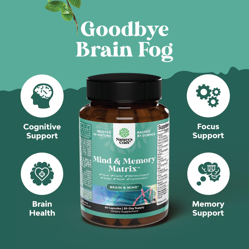 [Australia] - Advanced Brain Supplement for Memory and Focus - Nootropics Brain Support Supplement with Memory and Focus Vitamins for Adults of All Ages - for Brain Fog Clarity Energy and Recall Mind Supplement V1 