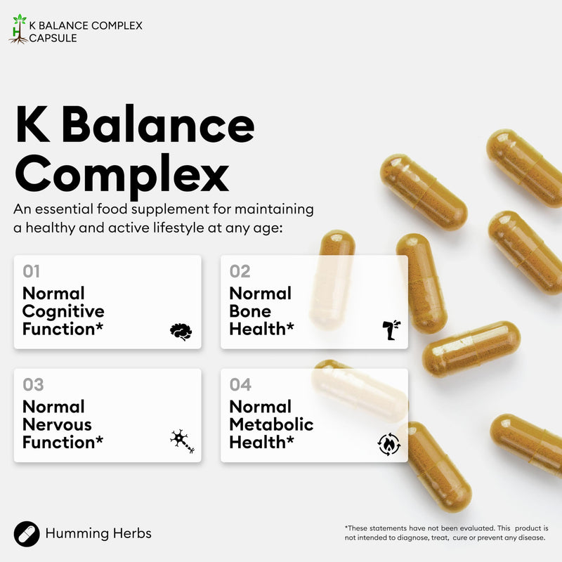 Humming Herbs Potassium Gluconate, Magnesium Glycinate, Iodine & Vitamin D3, 180 Vegan Capsules -Electrolyte, Thyroid & Bone Health Support