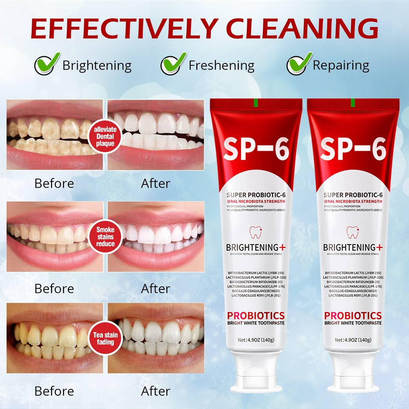 [Australia] - SP-6 Probiotics Whitening Toothpaste - Probiotics for Teeth Whitening and Gum Health - Enamel-Safe, Fluoride-Free, Double Mint Flavor,Fresh Breath (3PCS) 3 