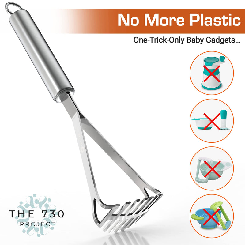 [Australia] - Mighty Masher – Stainless Steel Baby Food Masher for Starting Solids Essentials | Mini Avocado Masher, Stainless Steel Small Potato Masher | food smasher tool | Baby Led Weaning Supplies for Baby 