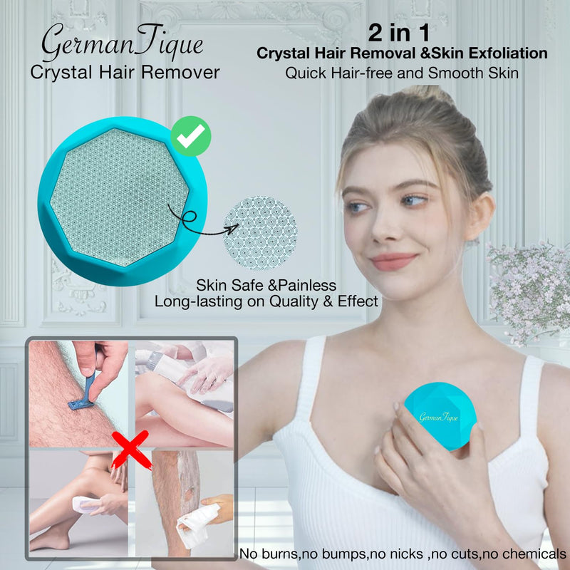 [Australia] - Crystal Hair Eraser,Upgraded Crystal Hair Remover Diamond,Painless and Effective Nano Glass Hair Removal Stone and Skin Exfoliation,Natural Epilator for Women and Men(Ocean Blue) Ocean Blue 