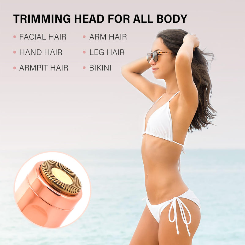 [Australia] - Facial Hair Removal for Women & Eyebrow Trimmer 2 in 1, Electric Shaver&Portable Peach Fuzz Hair Razor,Rechargeable Remover for Pubic Lips Face Ear Hair,Body Hands, Chin Beard with Light 